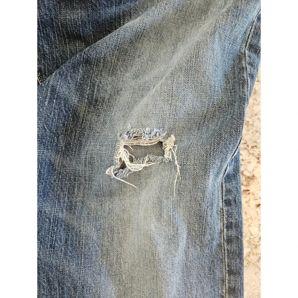Distressed American Eagle Mens Skater Boot Jeans 36x32 Blue Distressed Bootcut